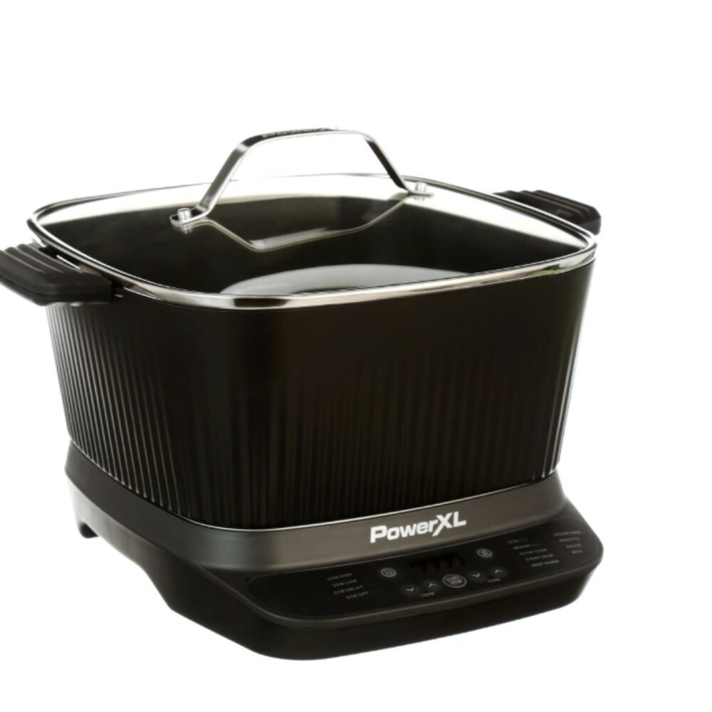 StirMax 7.5 Qt Multi-Cooker with Auto Stir/Shred Paddle and 9 Presets, BLACK